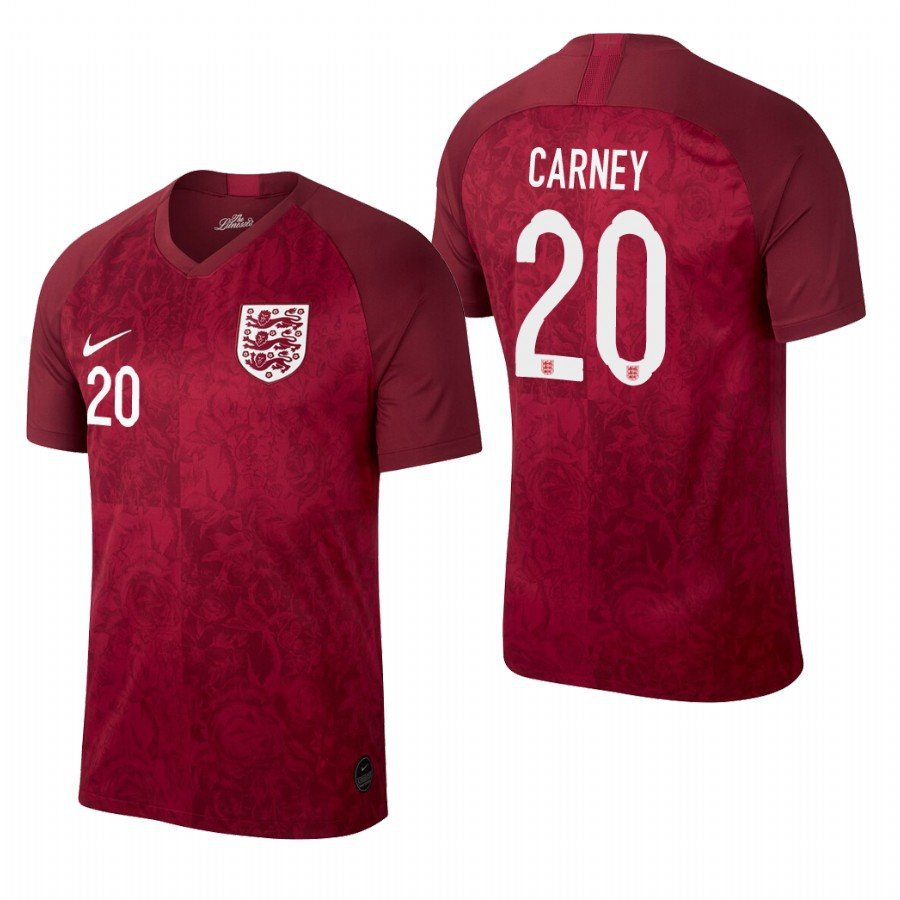 World Cup England Team Away Red Karen Carney Jersey