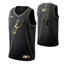 Men'san Antoniopurs #4 Derrick White Black Golden  Jersey