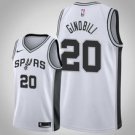 Men'san Antoniopurs #20 Manu GinobiliWhite basketball  Jersey