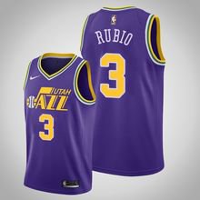 Utah Jazz #3 Ricky Rubio Purple Classics basketball  Jerseytitched