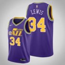 Utah Jazz #34 Trey Lewis Purple Classics basketball  Jerseytitched