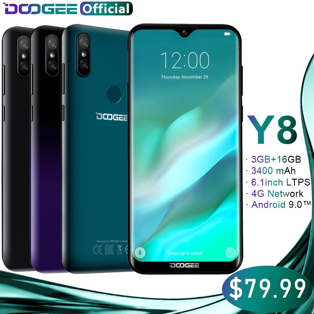 DOOGEE Y8 Android 9.0 6.1inch Smartphone 3GB RAM 16GB ROM 3400mAh