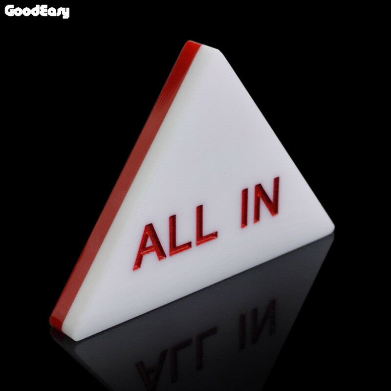 Big 85x72 mm 2 side Triangle Acrylic White Red ALL IN Button Dealer Poker Holdem