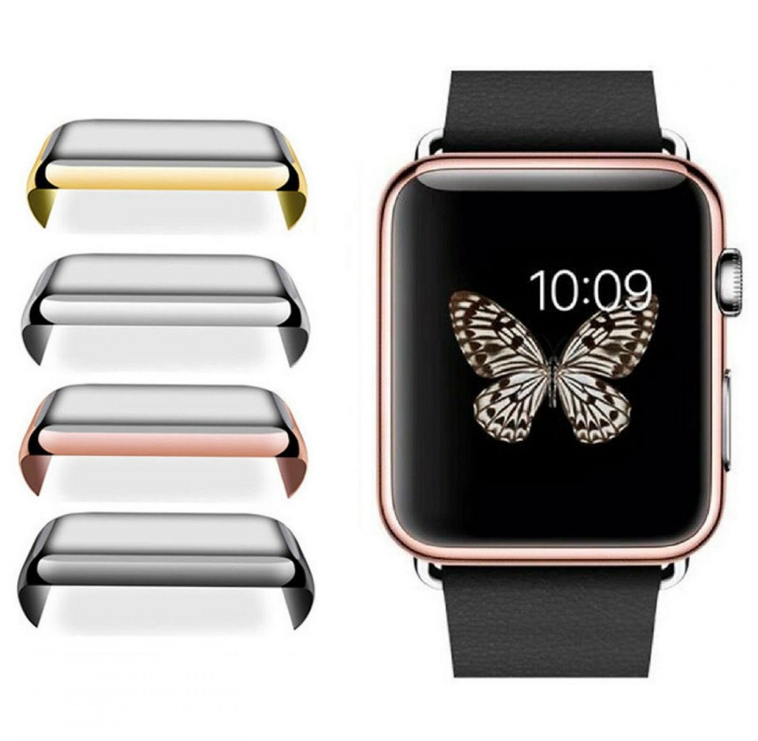 Apple Watch 1/2/3 38/42mm 40/44mm Slim Full Cover Snap On Screen Protector Case