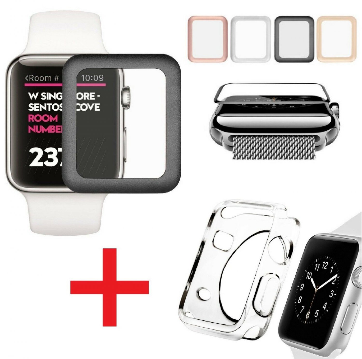 Apple Watch Series 3 / 2 Tempered Glass Screen Protector + Soft TPU Case 38/42mm