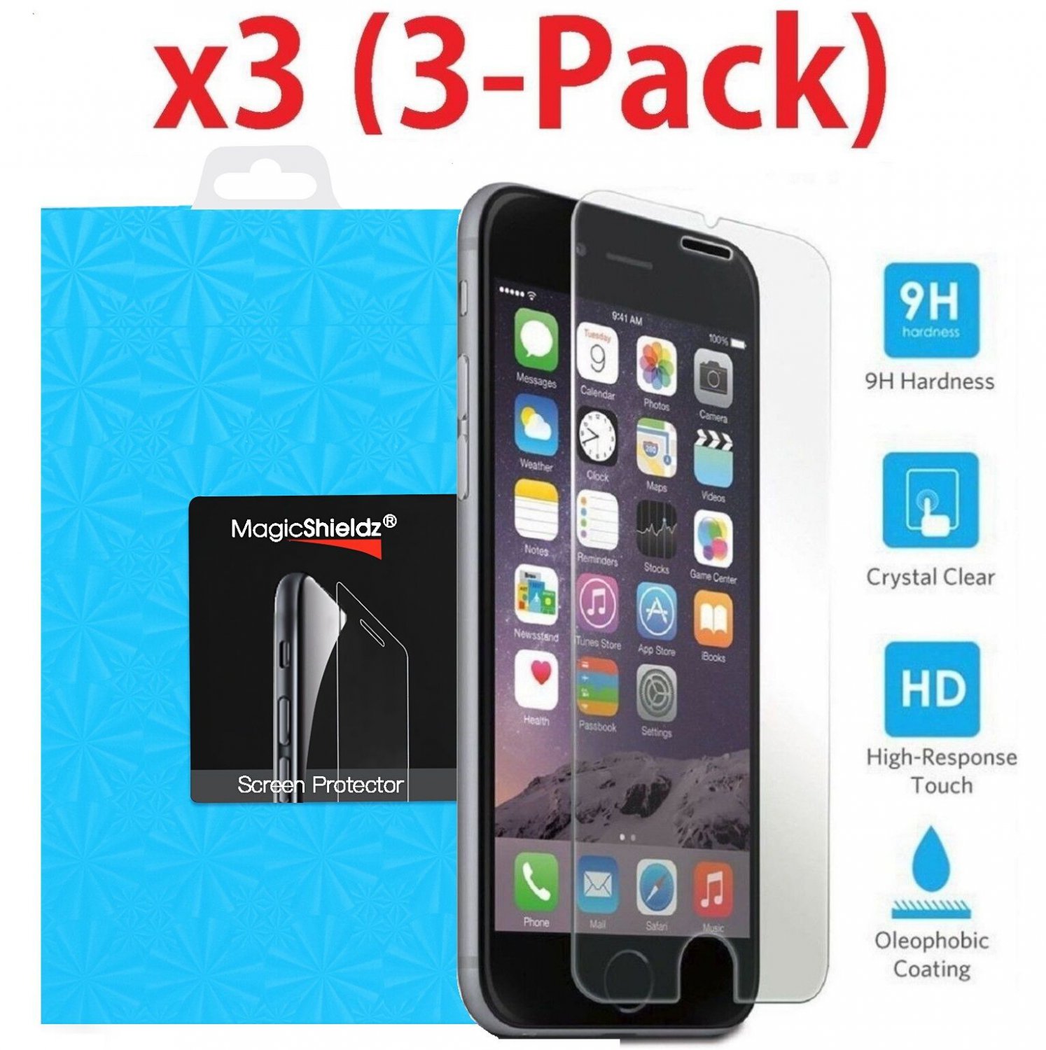 3-Pack Premium Tempered Glass Film Screen Protector for iPhone 6 6s 7 7 Plus