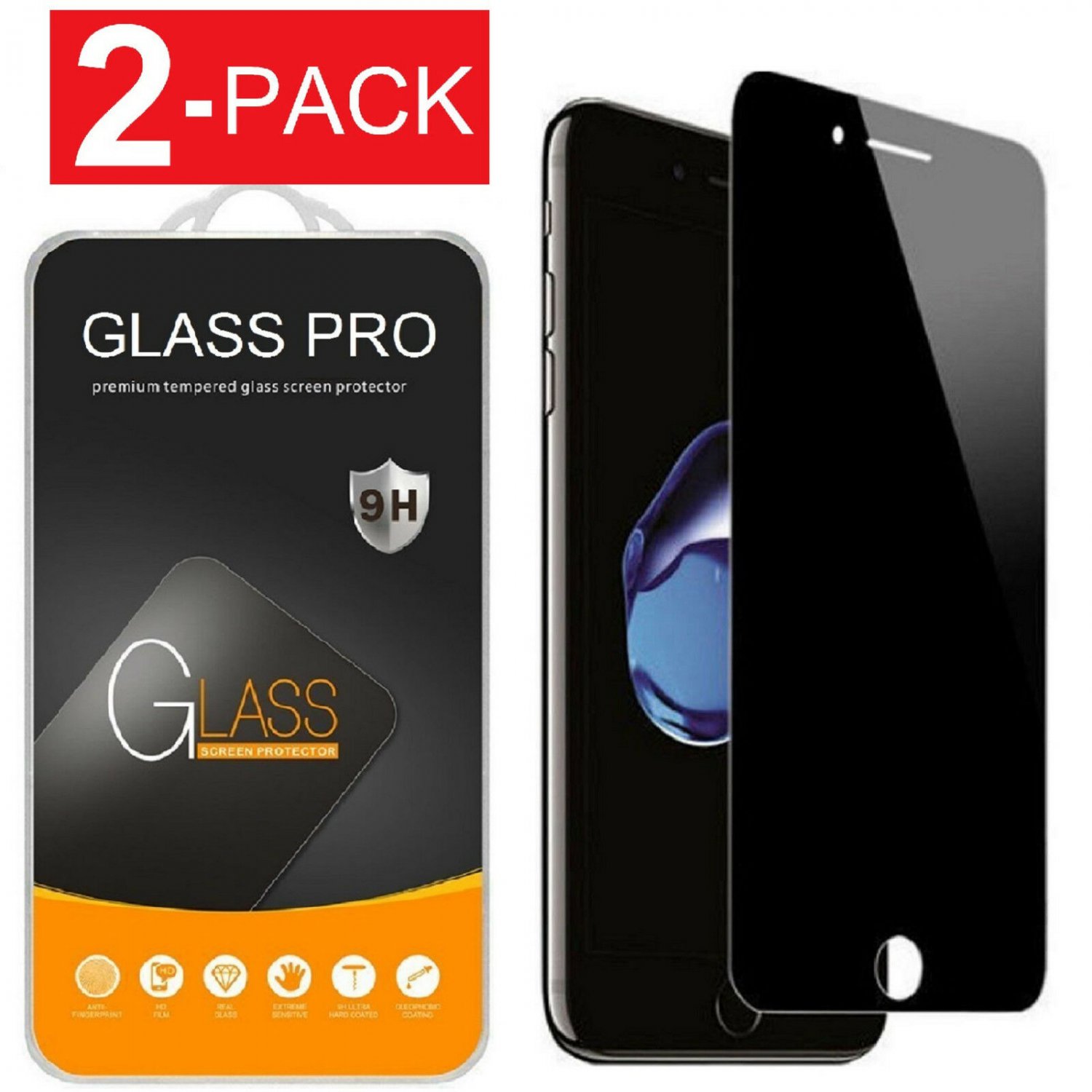 9H Privacy Anti-Spy Tempered Glass Screen Protector for iPhone X 6 7 8 Plus