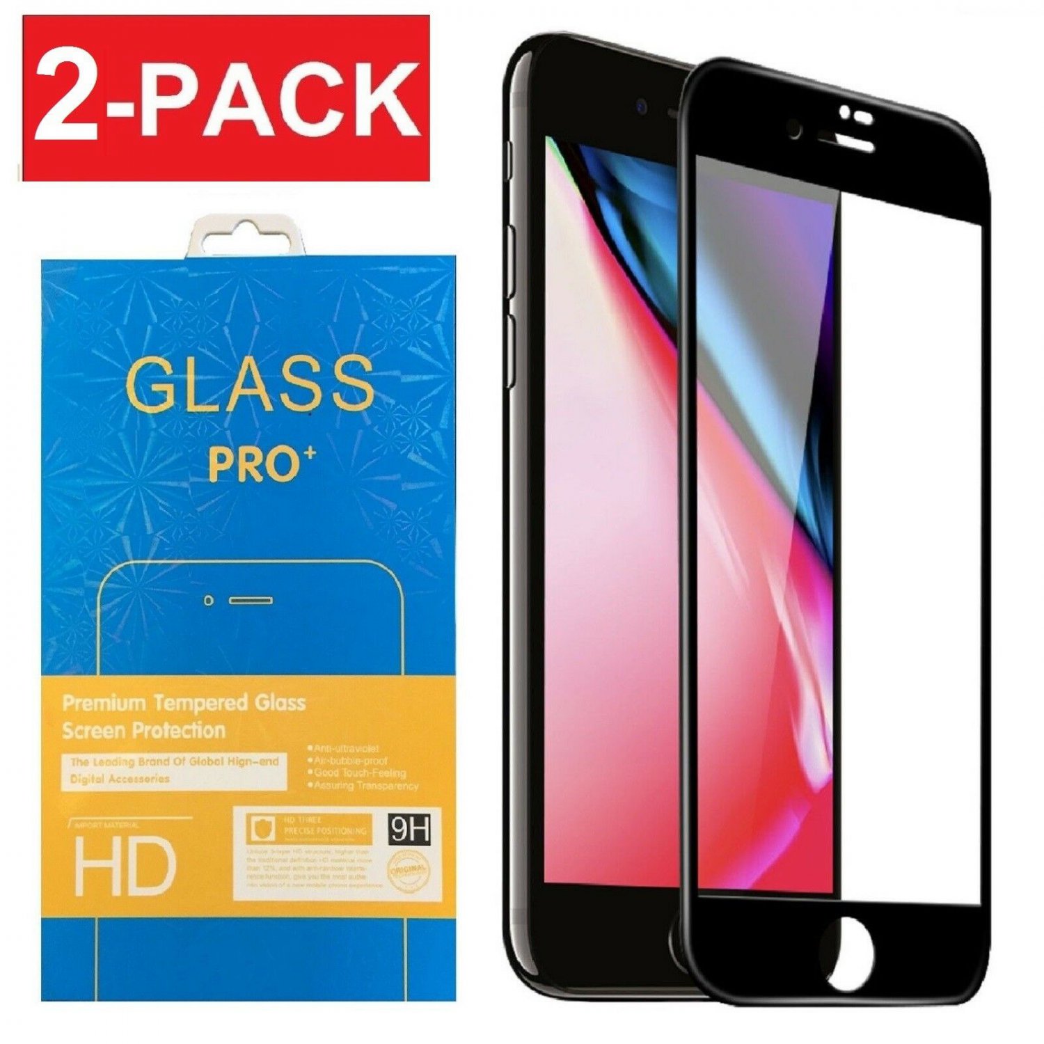 3D Curved Full Coverage Tempered Glass Screen Protector for iPhone 6s 6 7 8 Plus