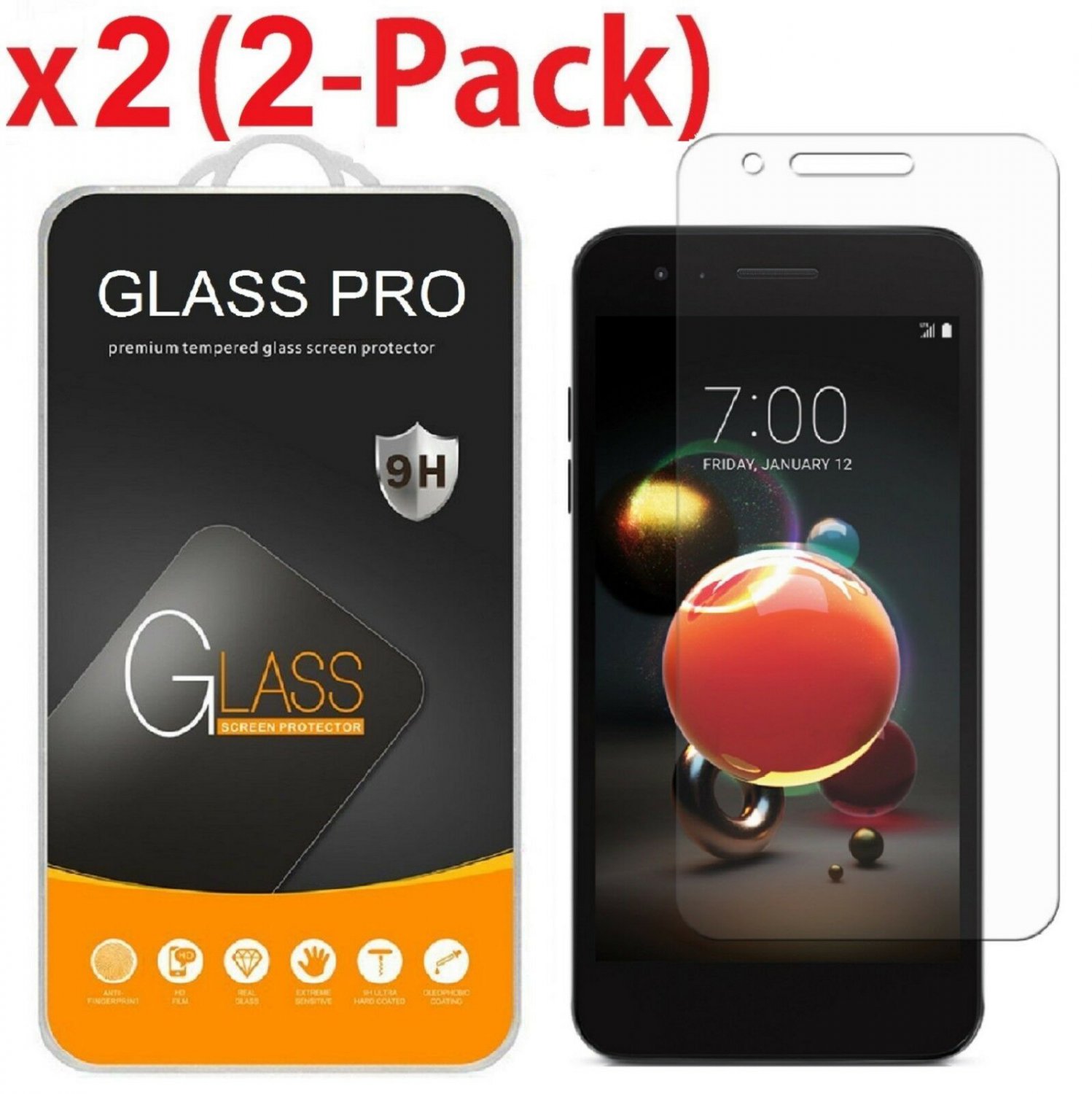 2-Pack Premium Tempered Glass Screen Protector For LG REBEL 4