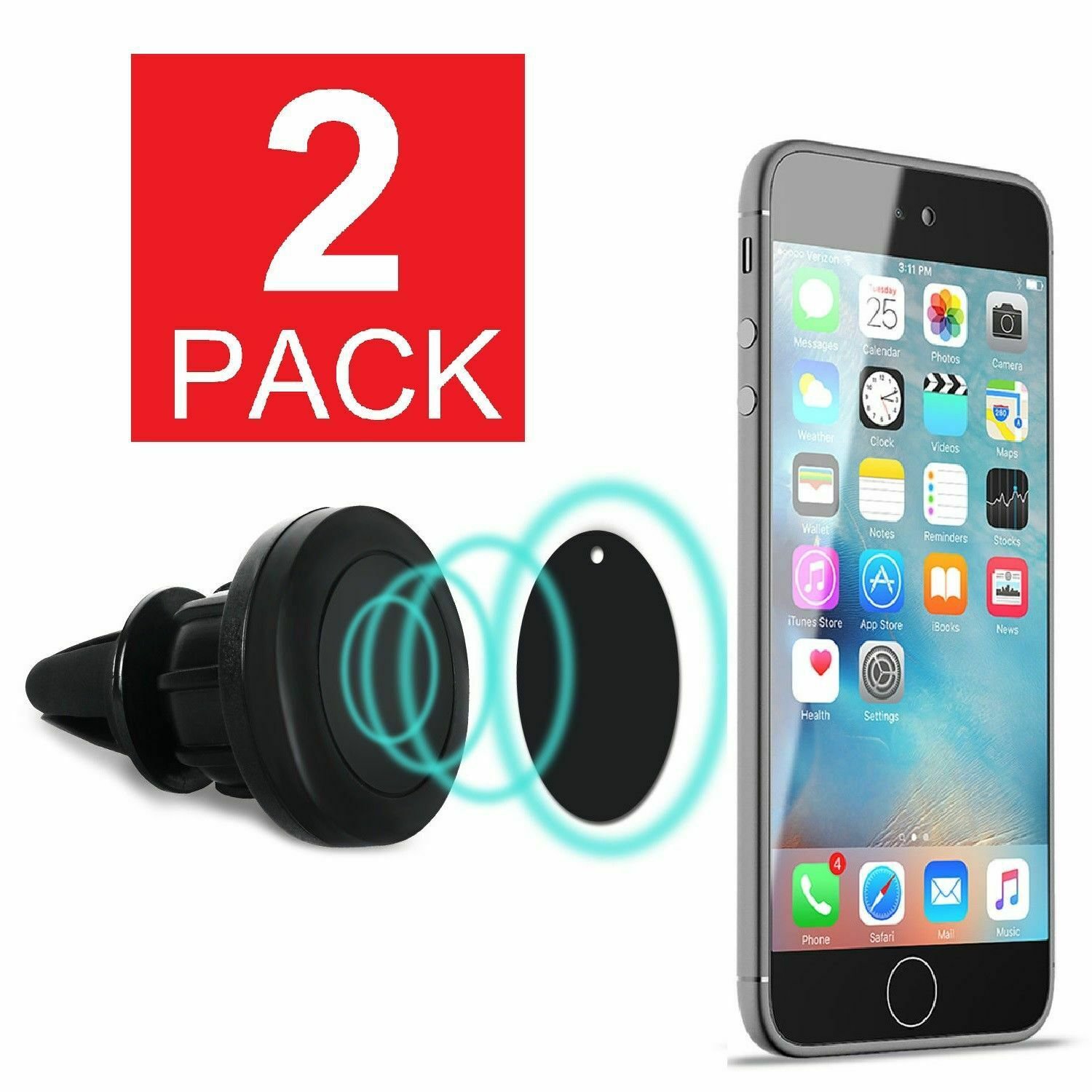 2-Pack Magnetic Car Mount Air Vent Stand GPS Cell Phone Holder iPhone 8 7 Plus X