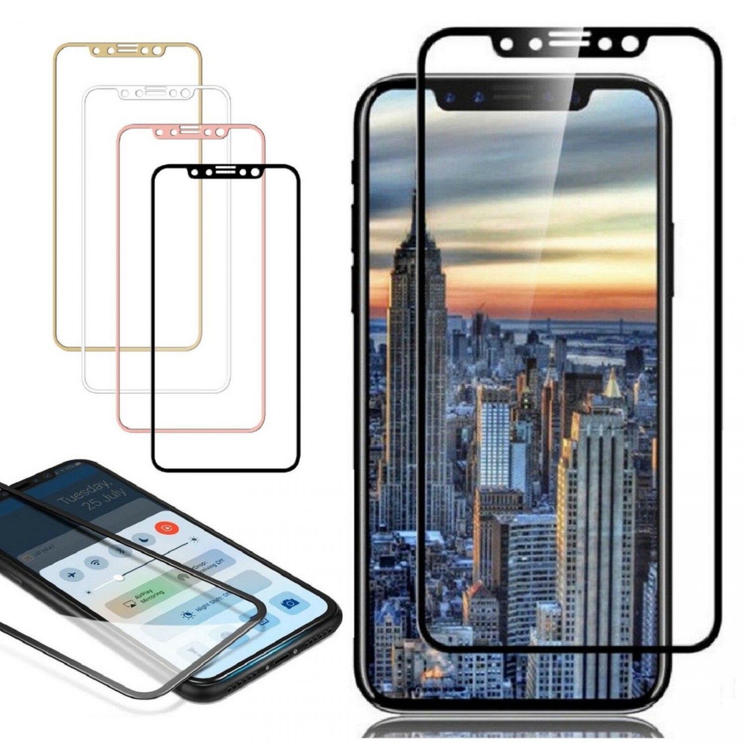 For Apple iPhone X Full Coverage Tempered Glass Screen Protector HD Cover Film