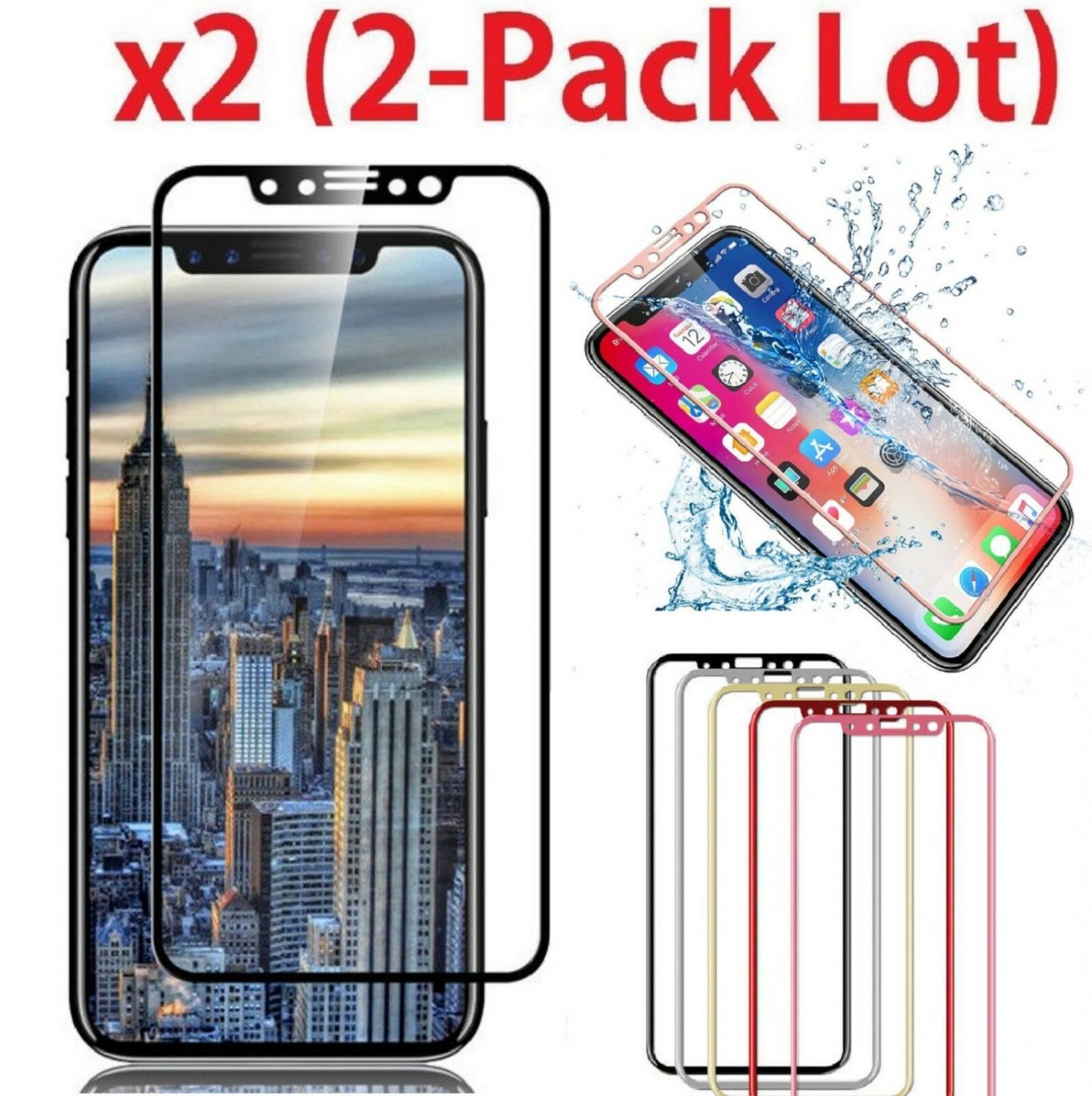 Full Coverage 3D Curved Tempered Glass Screen Protector for Apple iPhone X