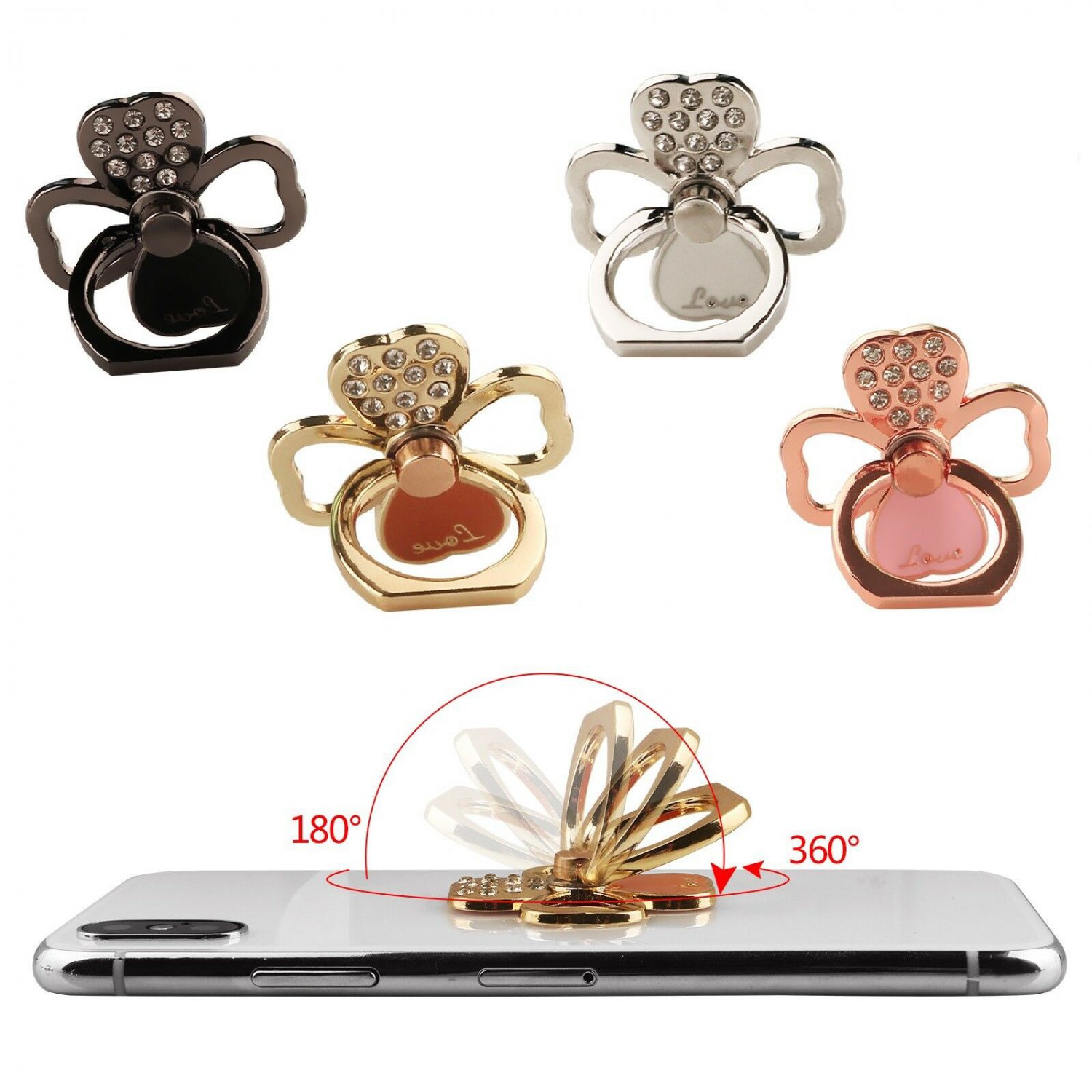 Universal 360° Finger Ring Stand Phone Holder Car Rotatiting - Flower Hearts