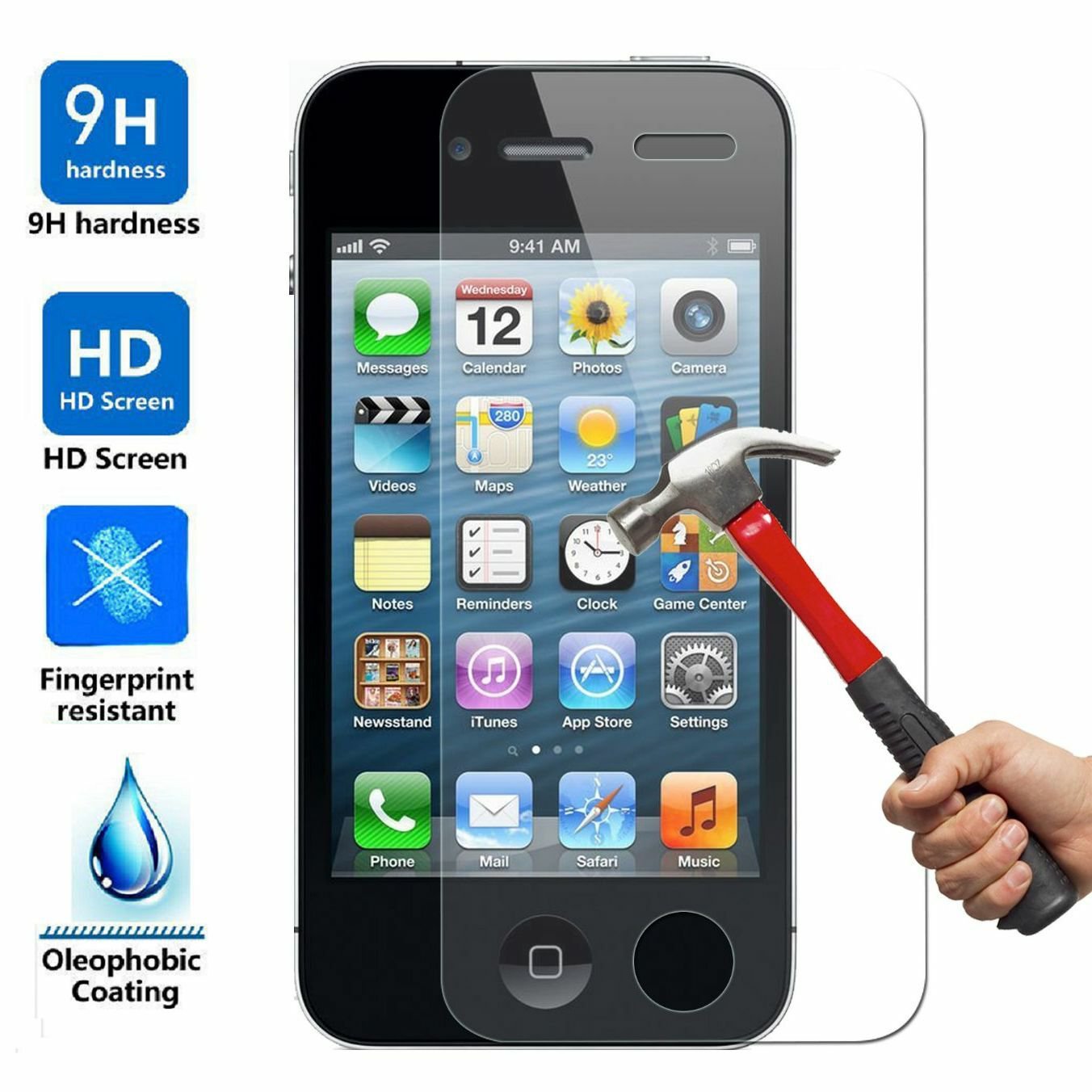 20x Wholesale Lot Tempered Glass Screen Protector for Apple iPhone 4 and 4S