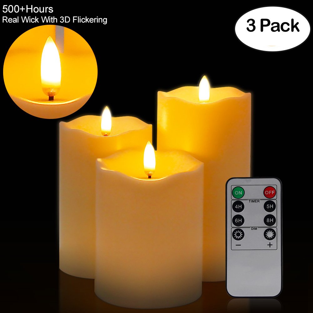 3Pcs/Set Remote Control LED Flameless Candle Lights Battery With Packaging