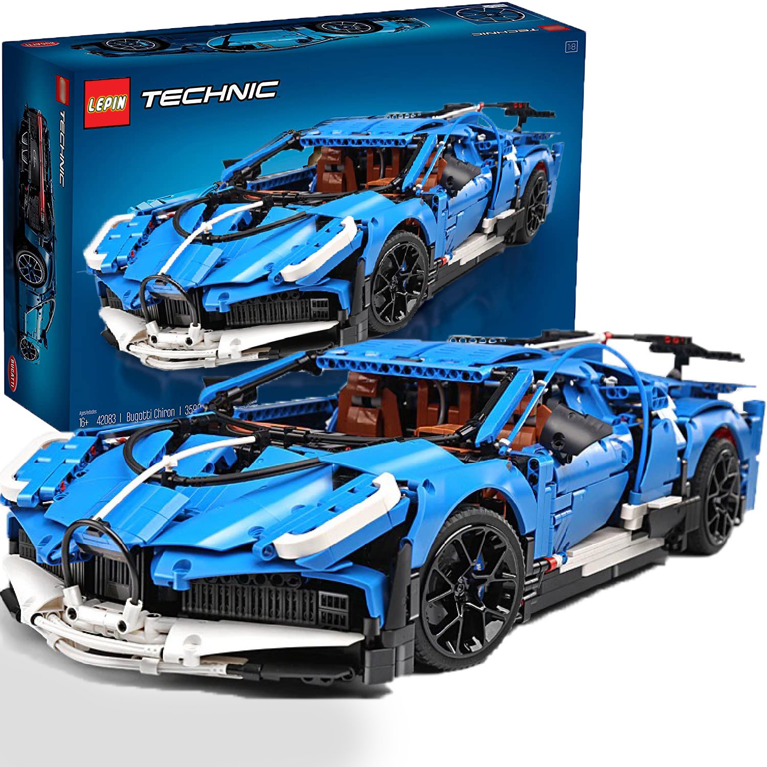 Technic Bugatti Chiron ( Lego MOC ) Blue Race Car Building blocks