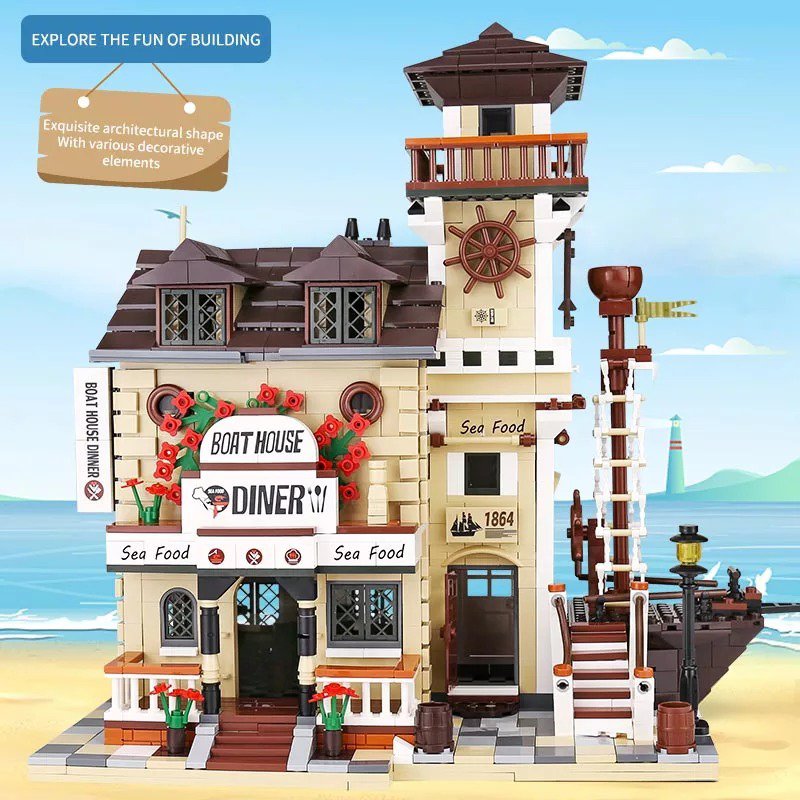 Street Building Toys The Boat House Diner Restaurant Building Blocks SHIPPING WORLDWIDE DHL