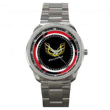 Pontiac Firebird Logo Black Steel Watch