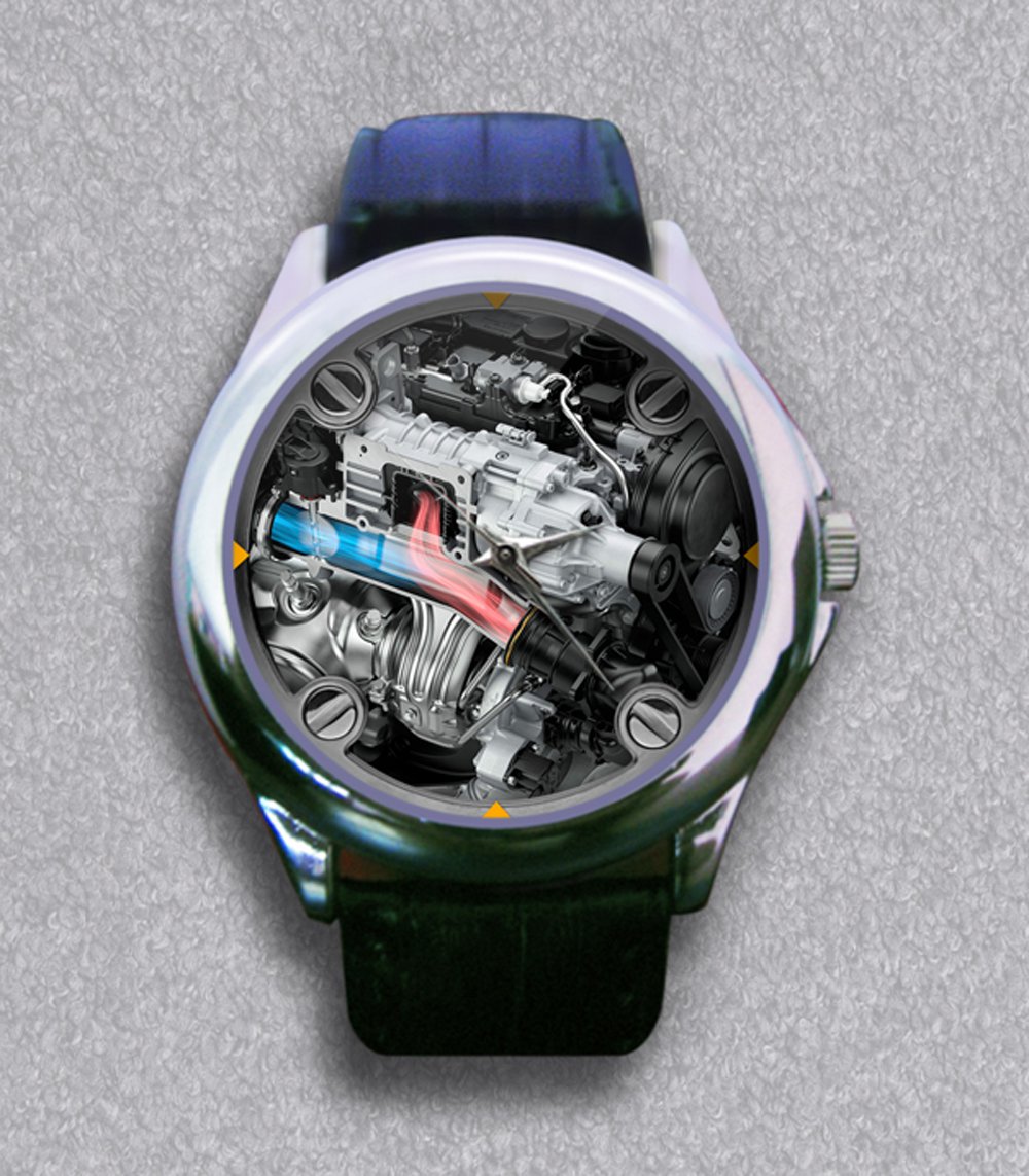 New New Volvo Engine Family Includes 302 HP Twin Charged I4 Leather Wrist Watch