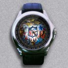 New NFL Team Logo Leather Wrist Watch
