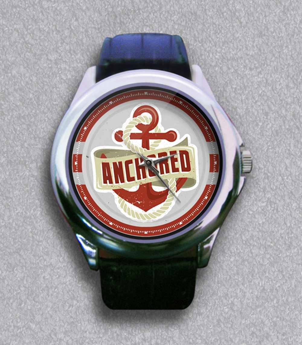 New Anchored Leather Wrist Watch