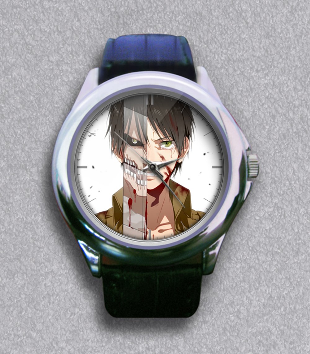 New Attack on Titan Giant Eren Jaeger Leather Wrist Watch