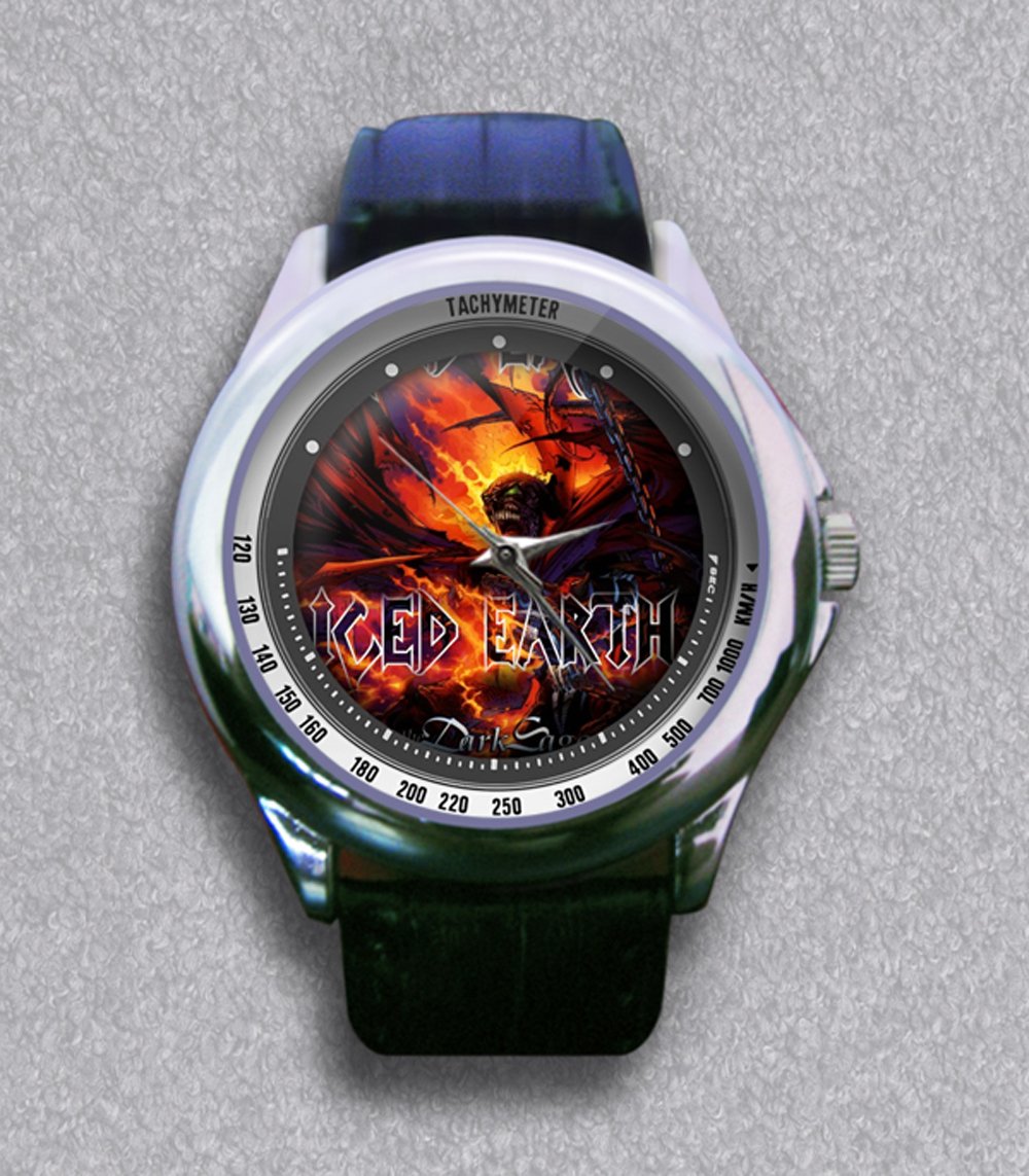 New Iced Earth The Dark Saga Game Leather Wrist Watch