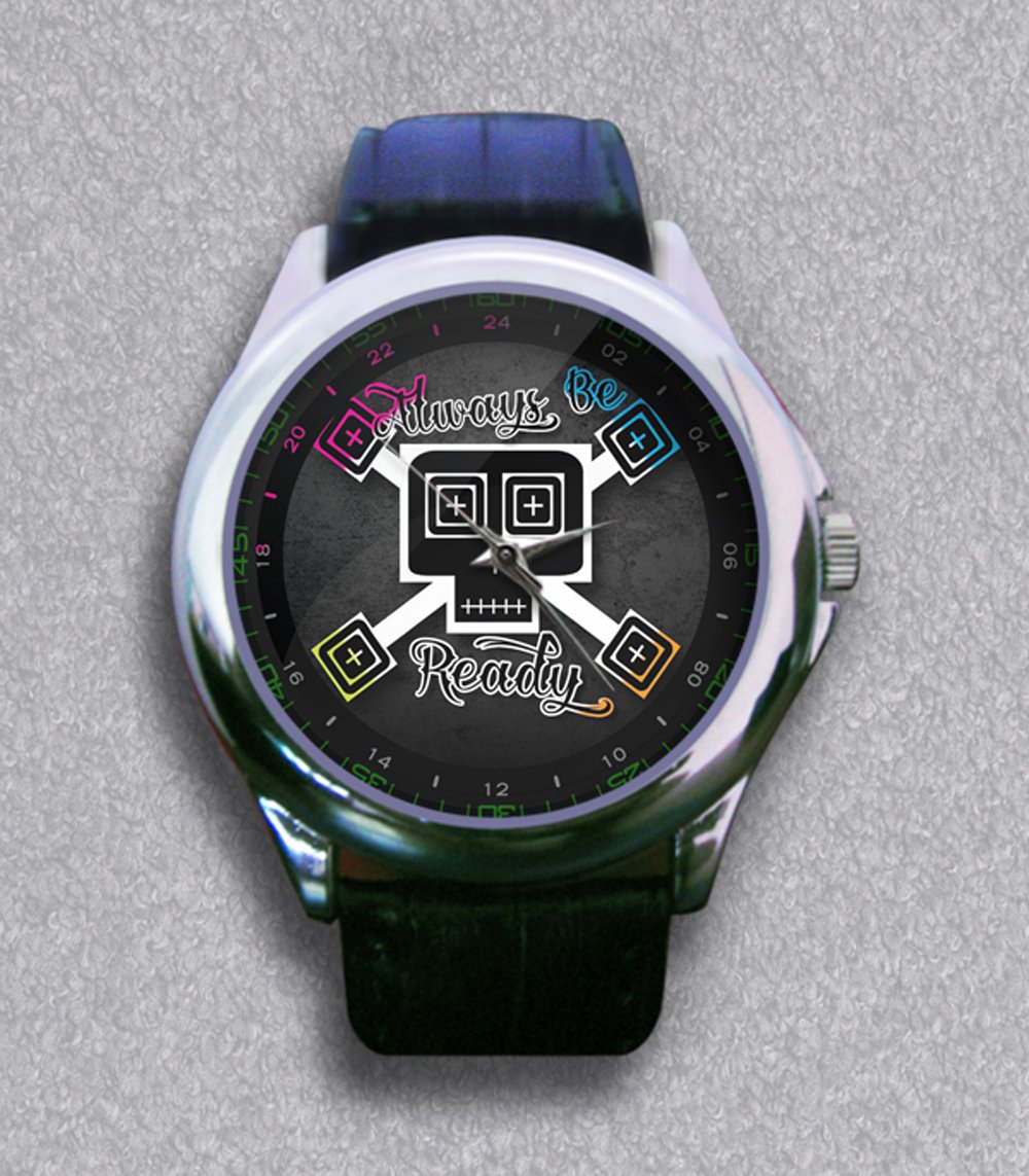 New Skull Scope Logo Leather Wrist Watch