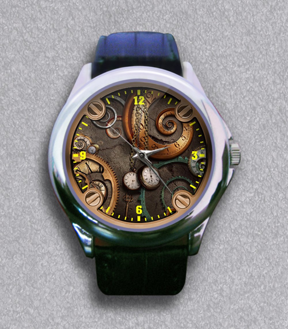 New Steampunk Abstract Time Leather Wrist Watch