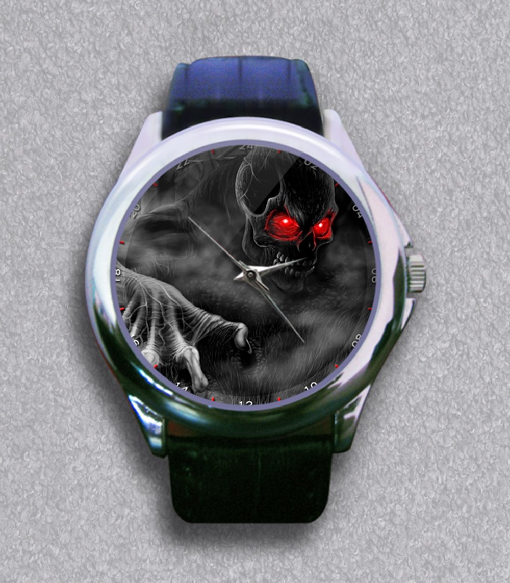 New Skeleton Skeletons Dark Skulls Leather Wrist Watch