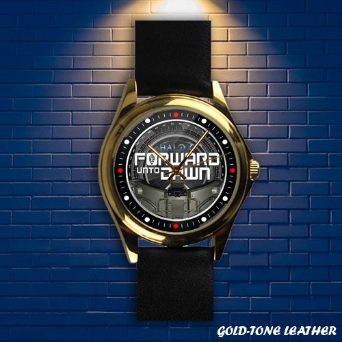 Brand New Halo 4 Forward Unto Dawn Custom Gold-tone Leather Watch by Awalwatchshop