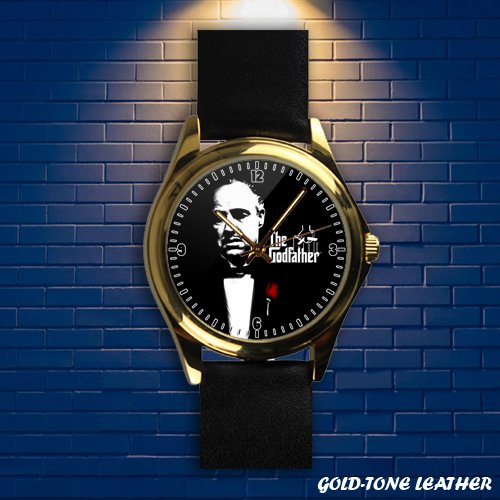Brand New The Godfather Movie Mafia Logo Custom Gold Tone Leather Watch By Awalwatchshop