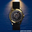 Brand New Accord Wheel Car Sport Custom Gold-tone Leather Watch by Awalwatchshop