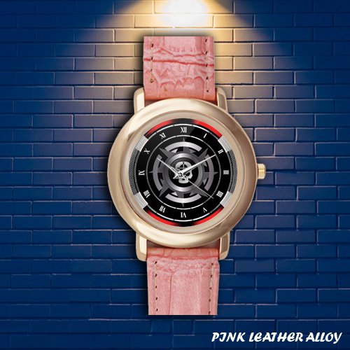 Brand New Eagle Ey Sniper Rifle Custom Gold Tone Pink Leather Watch By