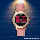 Brand New Saleen Logo Custom Gold-tone Pink Leather Watch by Awalwatchshop
