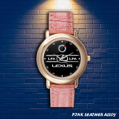 Brand New Lexus-LFA Cluster Logo Custom Gold-tone Pink Leather Watch by Awalwatchshop