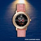 Brand New New Nissan GTR Logo Custom Gold-tone Pink Leather Watch by Awalwatchshop