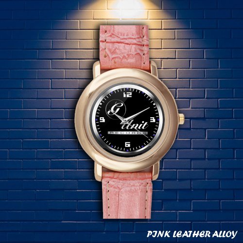Brand New G Unit Records Logo Custom Gold-tone Pink Leather Watch by Awalwatchshop