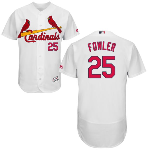 Men&#39;s 25 Dexter Fowler St. Louis Cardinals Home White Flex Base Jersey