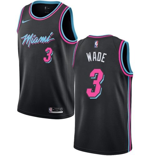 Youth #3 Dwyane Wade Miami Heat Stitched Jersey Swingman Vice City Edition Black
