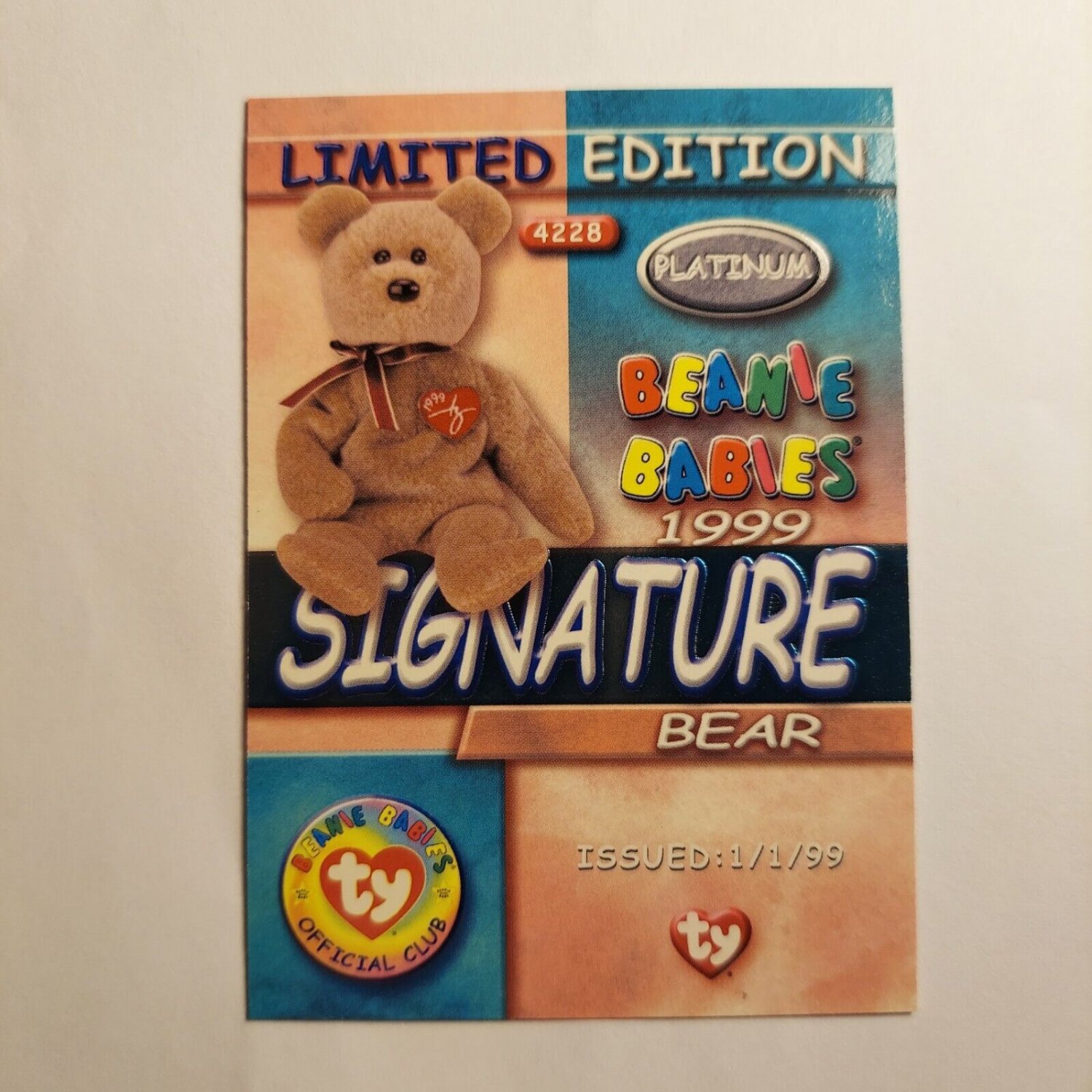 Ty Beanie Babies Signature the Bear Platinum Edition Single Trading Card