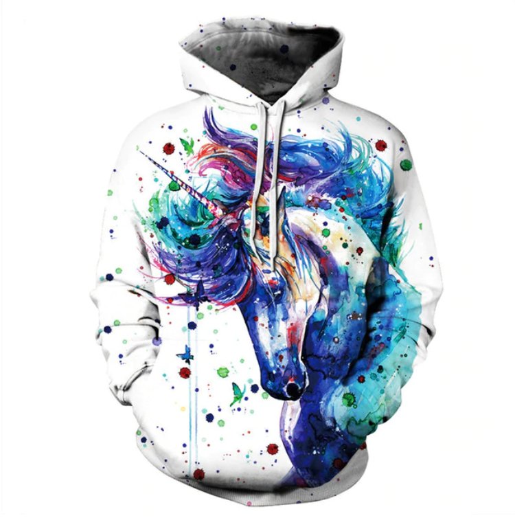 Hoodie 2019 Winter Fleece Kangaroo Sweatshirt Women New Fashion Horse Hooded Hoodies