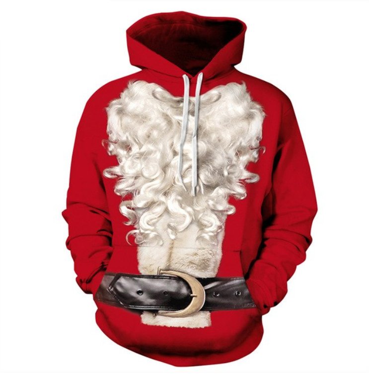 Santa Claus Outwear Coat Red Hoodie Sweatshirts Casual Men/Women Polyester/Spandex Autumn Tracksuits