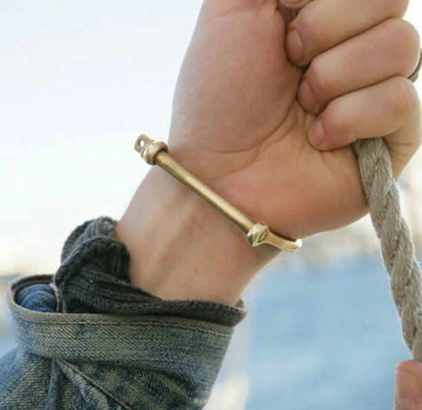 Stainless Steel Anchor Bracelet Men Vintage D Shape Screw Cuff Bangles Bracelets Men Jewelry