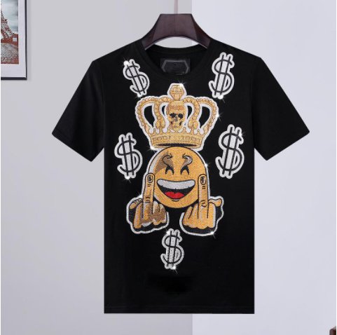 designer Man T-shirt Skull Summer Basic Solid crystal print letter dollar brand Casual Punk tops