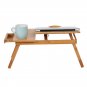 Mobile Laptop Desk Adjustable Notebook Computer iPad PC Stand Table Tray Bamboo