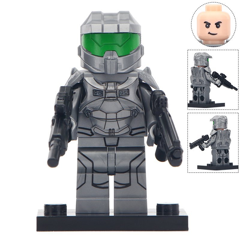 Minifigure Gray Halo Warrior Compatible Lego Building Blocks Toys