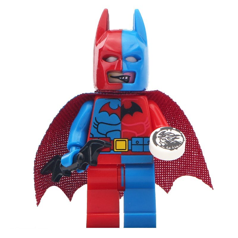 Minifigure Red-Blue 50/50 Batman DC Comics Super Heroes Compatible Lego Building Blocks Toys