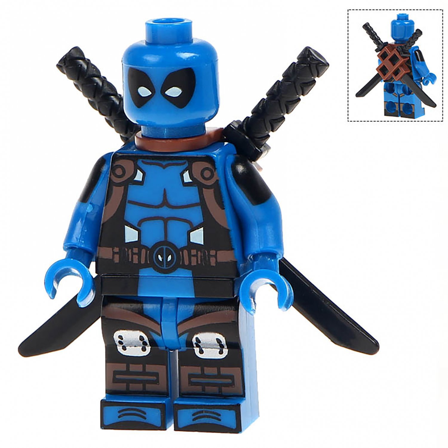 Minifigure Blue Deadpool Marvel Super Heroes Compatible Lego Building Block Toys