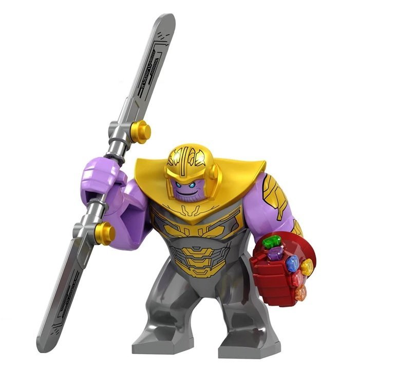 Minifigure Big Thanos with Sword and Red Infinity Gauntlet Marvel Super Heroes Compatible Lego